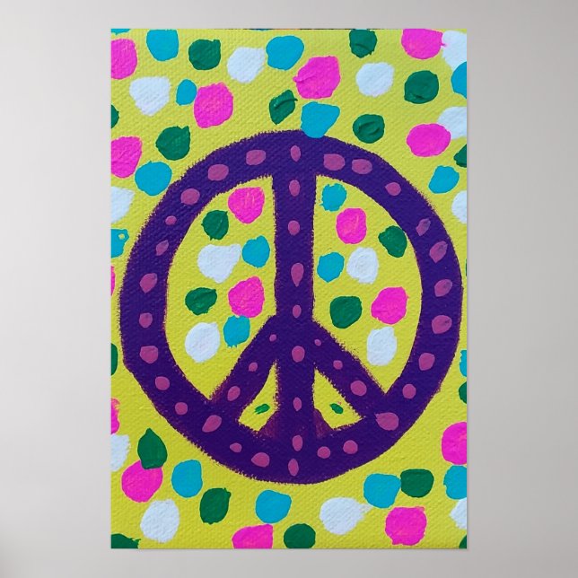 Farbenfrohe friedliche Signatur Akryllische Kunst Poster (Vorne)