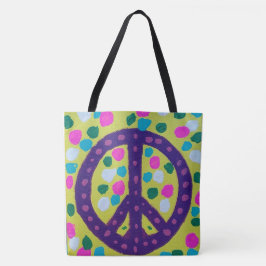Farbenfrohe friedliche Signatur Akryllische Kunst Tasche