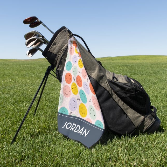 Farbenfrohe, fröhliche Gesichtspflege Golfhandtuch (Gras)