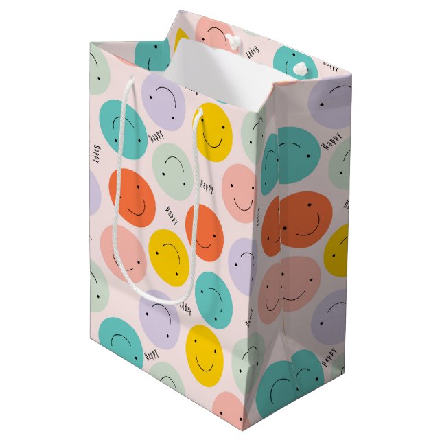 Farbenfrohe, fröhliche Gesichtspflege Mittlere Geschenktüte (Vorderseite Schrägansicht)