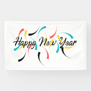 Farbenfrohe, fröhliche Gestaltung von "Happy New Banner