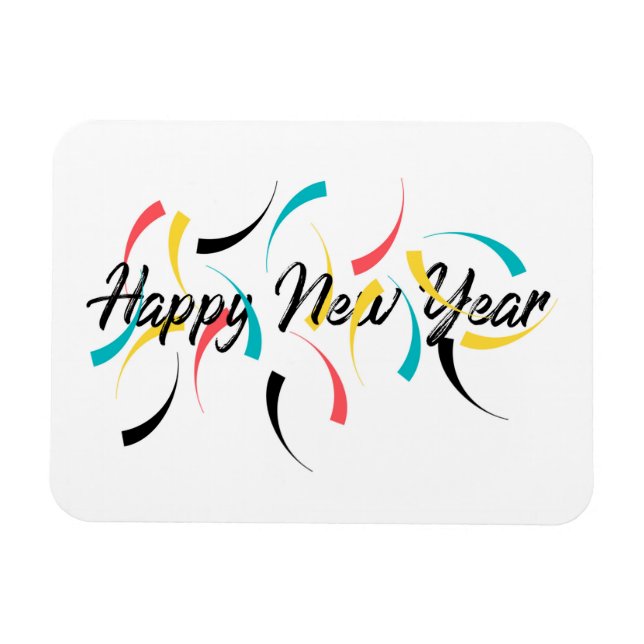 Farbenfrohe, fröhliche Gestaltung von "Happy New Y Magnet (Horizontal)