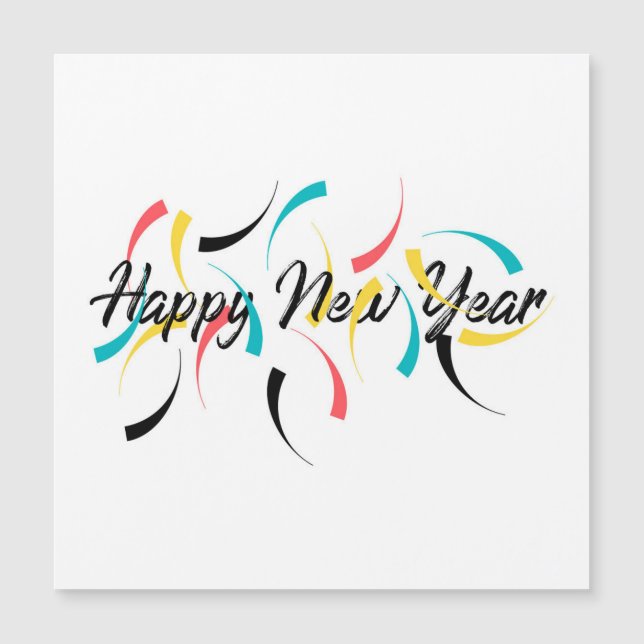 Farbenfrohe, fröhliche Gestaltung von "Happy New Y Magnetkarte (Vorderseite)