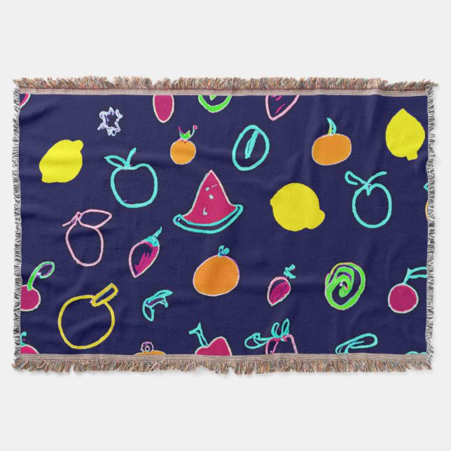 Farbenfrohe Frucht Fantasia Design Decke (Vorderseite)
