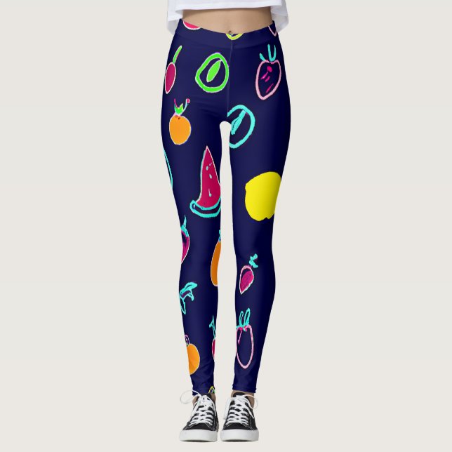Farbenfrohe Frucht Fantasia Design Leggings (Vorderseite)