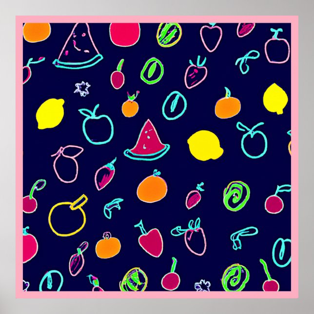 Farbenfrohe Frucht Fantasia Design Poster (Vorne)