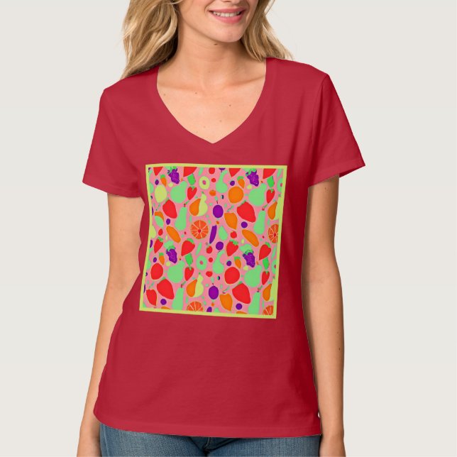 Farbenfrohe fruchtbare Spektralmuster T-Shirt (Vorderseite)