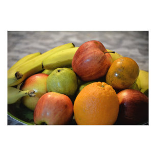 farbenfrohe Früchte Bilddruck. Apfel, Birne, Orang Fotodruck