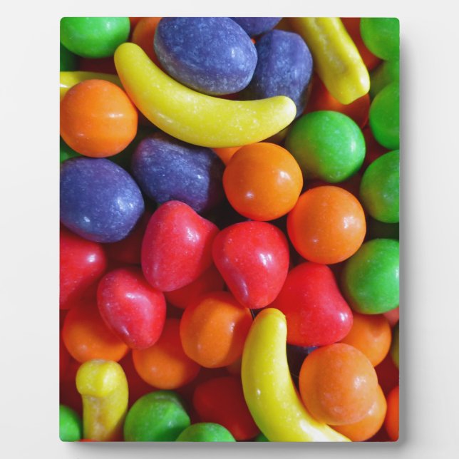 Farbenfrohe Früchte in Form von Süßigkeiten Fotoplatte (Vorderseite)