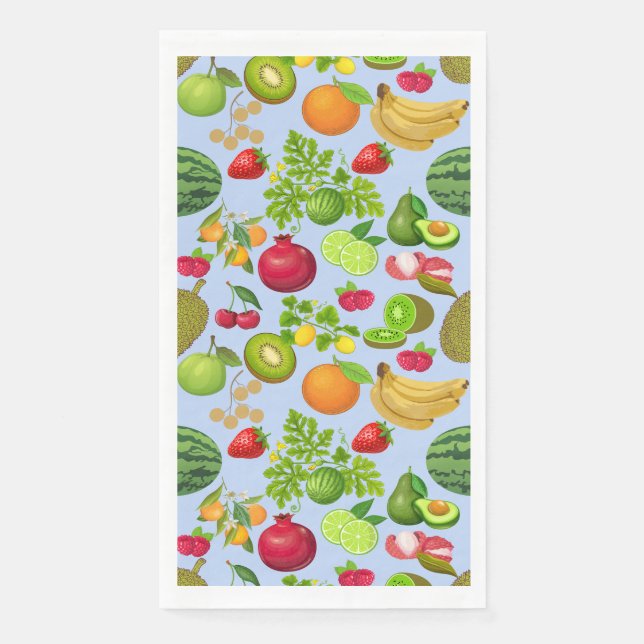 Farbenfrohe Früchte Muster 01.b Blau BG Serviette (Vorderseite)