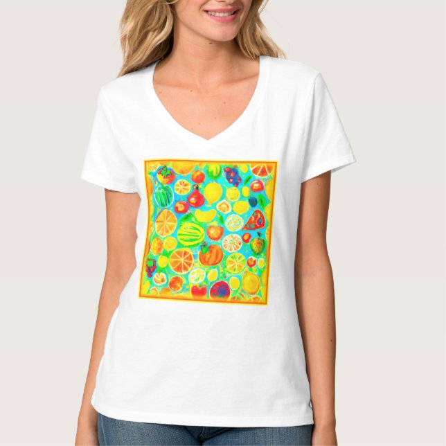Farbenfrohe Fruchtmuster. Jetzt kaufen T-Shirt (Vorderseite)