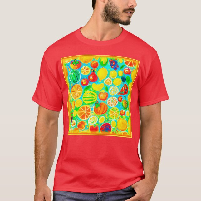 Farbenfrohe Fruchtmuster. Jetzt kaufen T-Shirt (Vorderseite)