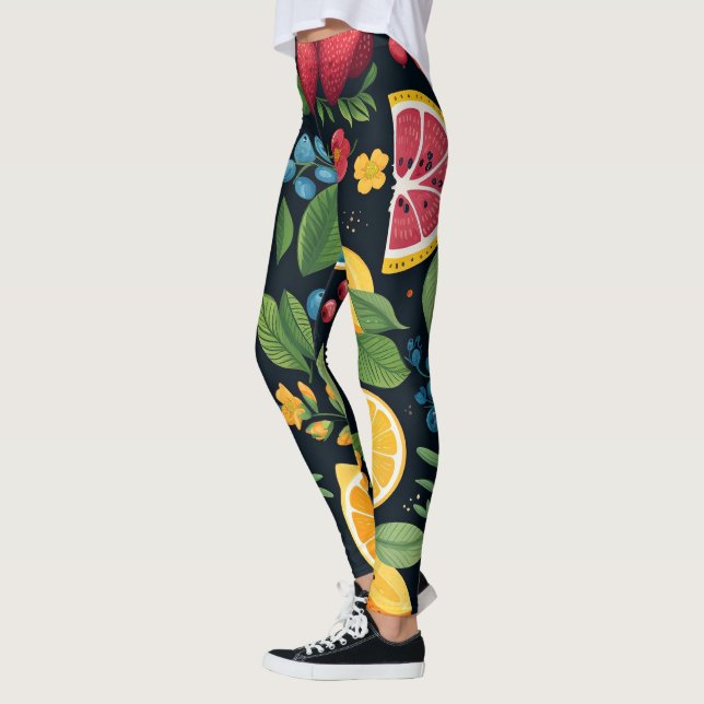 Farbenfrohe Fruchtmuster Leggings (Links)