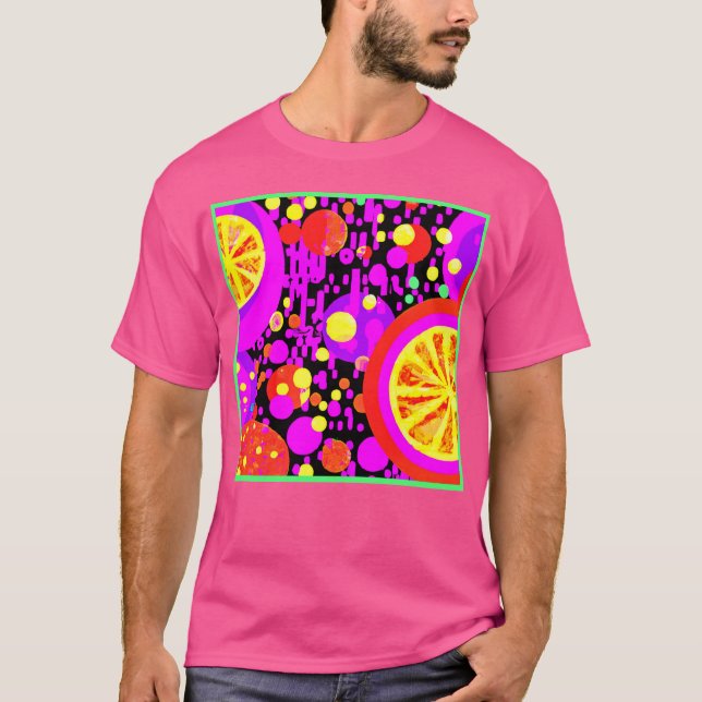 Farbenfrohe Fruchtmuster T-Shirt (Vorderseite)