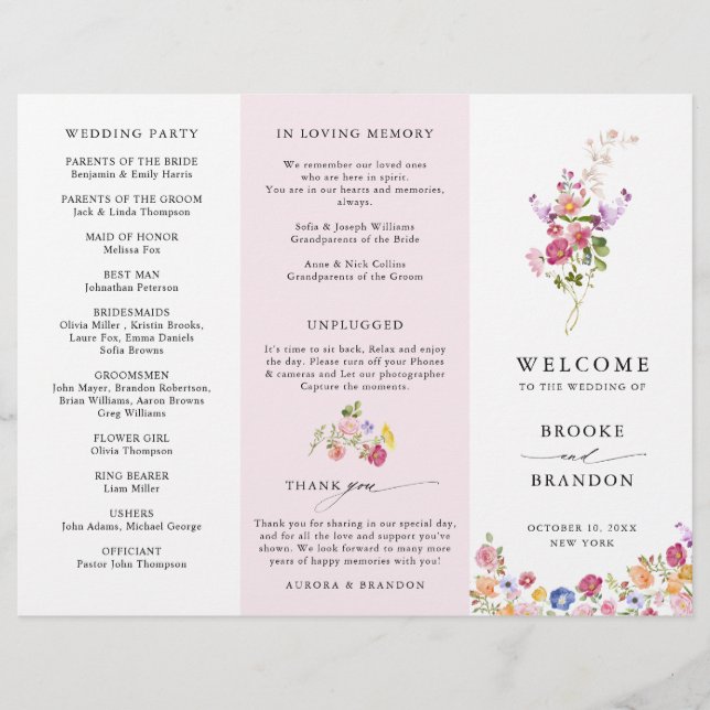 Farbenfrohe Frühjahrs-Wildblume-Wiesen-Hochzeitspr (Vorderseite)