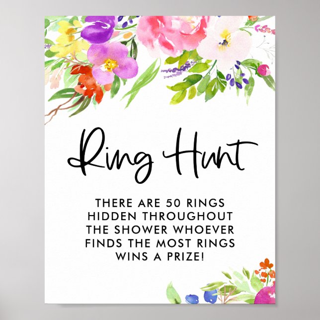 Farbenfrohe Frühjahrsblüten Ring Hunt Spiel Poster (Vorne)