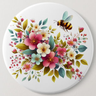 Farbenfrohe, Frühlings-/Blütenbiene Button