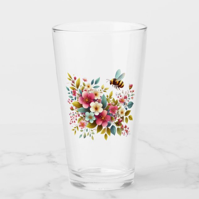 Farbenfrohe, Frühlings-/Blütenbiene Glas (Vorderseite)