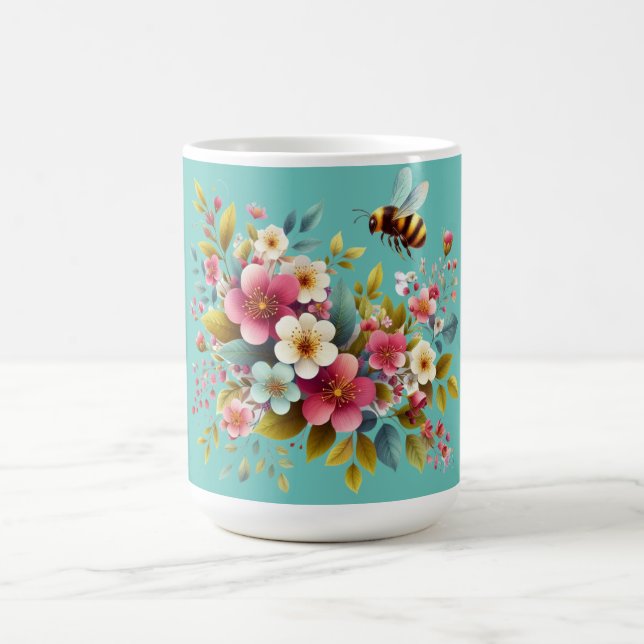 Farbenfrohe, Frühlings-/Blütenbiene Kaffeetasse (Mittel)