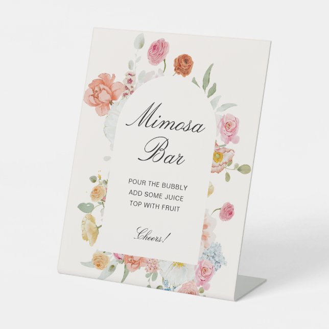 Farbenfrohe Frühlingsblumen Arch Mimosa Bar Sockelschild (Vorderseite)