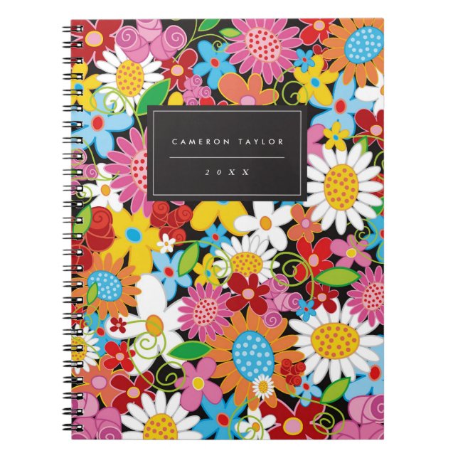 Farbenfrohe Frühlingsblumen Garden Custom Notebook Notizblock (Vorderseite)