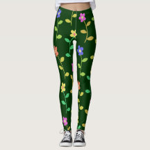 farbenfrohe Frühlingsblumen, grüne Leggings