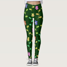farbenfrohe Frühlingsblumen, grüne Leggings