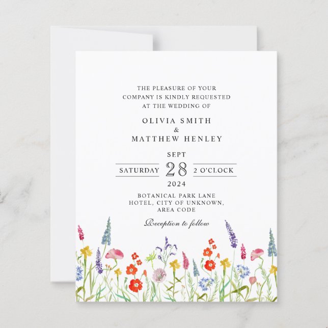Farbenfrohe Frühlingsblumen Hochzeit Einladung (Vorderseite)