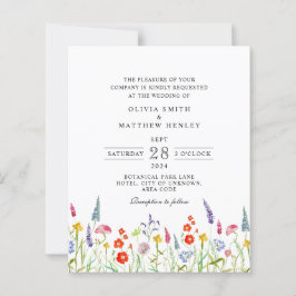 Farbenfrohe Frühlingsblumen Hochzeit Einladung