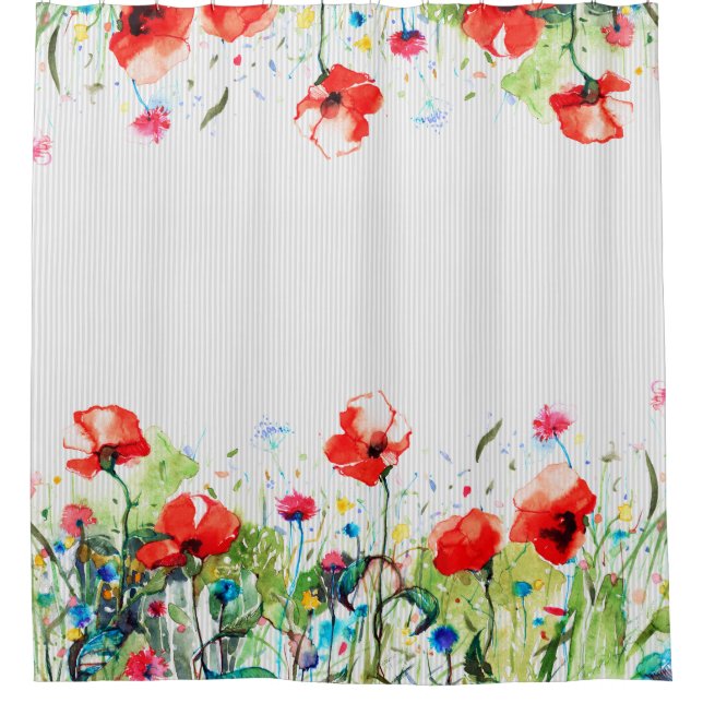 Farbenfrohe Frühlingsblumen Illustration Duschvorhang (Vorderseite)