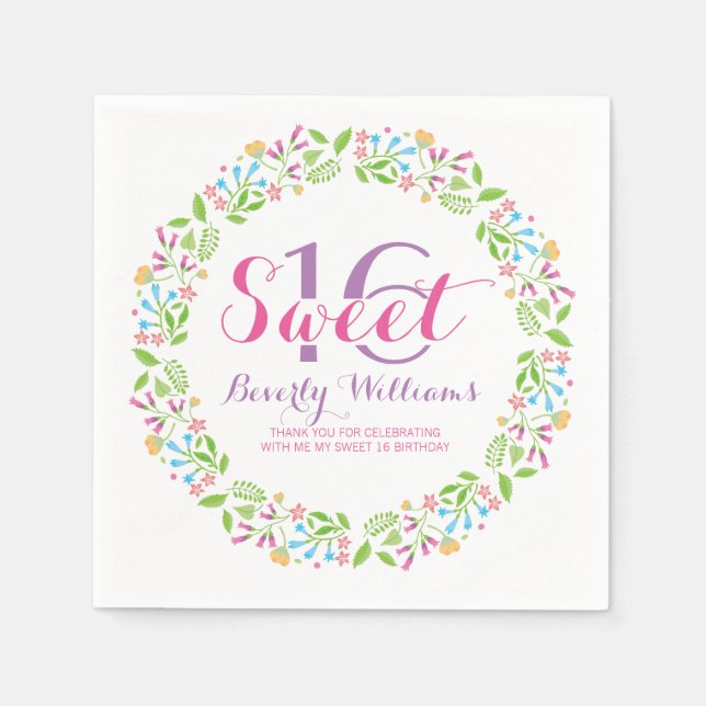 Farbenfrohe Frühlingsblumen Kraut Süß 16 3 Serviette (Vorderseite)