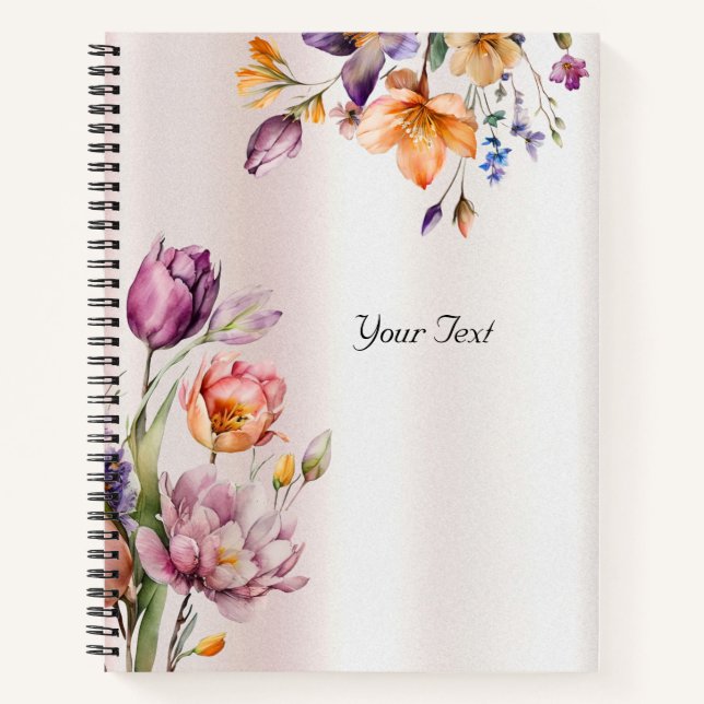 Farbenfrohe Frühlingsblumen-Notebook Notizbuch (Vorderseite)