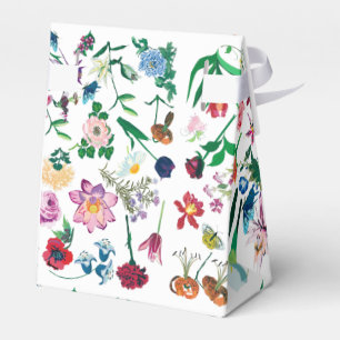 Farbenfrohe Frühlingsblumen Weiß Hintergrund Geschenkschachtel