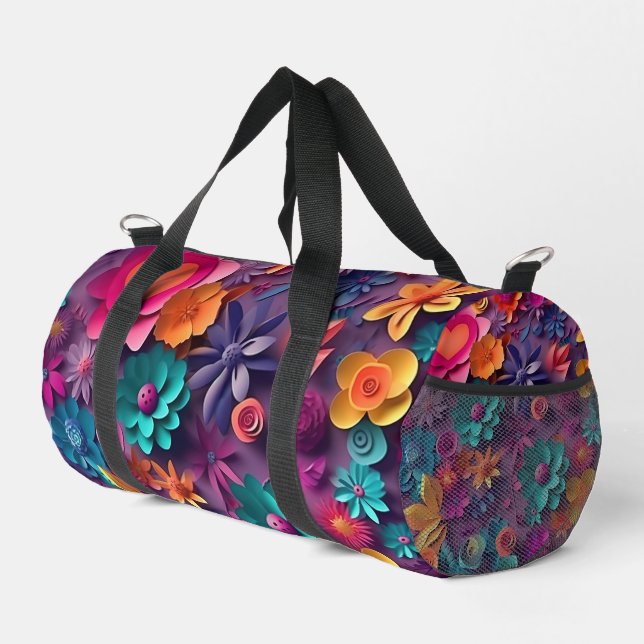 Farbenfrohe Frühlingsblumenmuster Duffle Bag (Rechte Ecke)