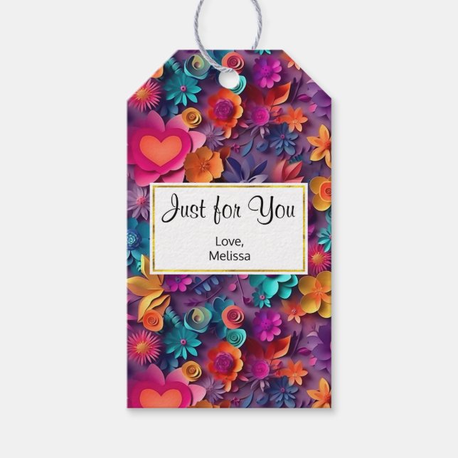 Farbenfrohe Frühlingsblumenmuster für Sie Geschenkanhänger (Vorderseite)