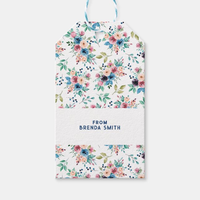 Farbenfrohe Frühlingsblumenmuster Geschenkanhänger (Vorderseite)