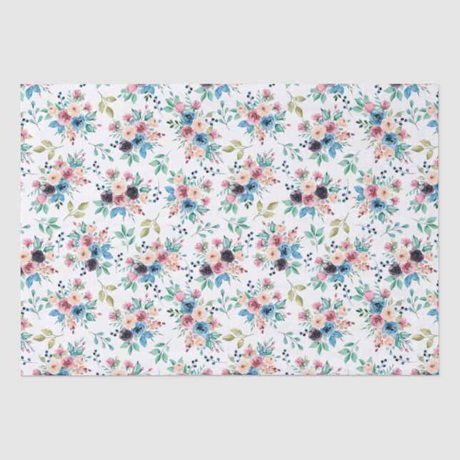 Farbenfrohe Frühlingsblumenmuster Seidenpapier (Vorderseite)