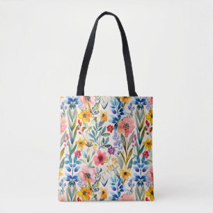 Farbenfrohe Frühlingsblumenmuster Tasche