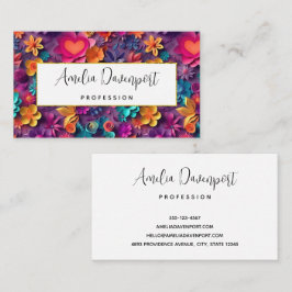 Farbenfrohe Frühlingsblumenmuster Visitenkarte