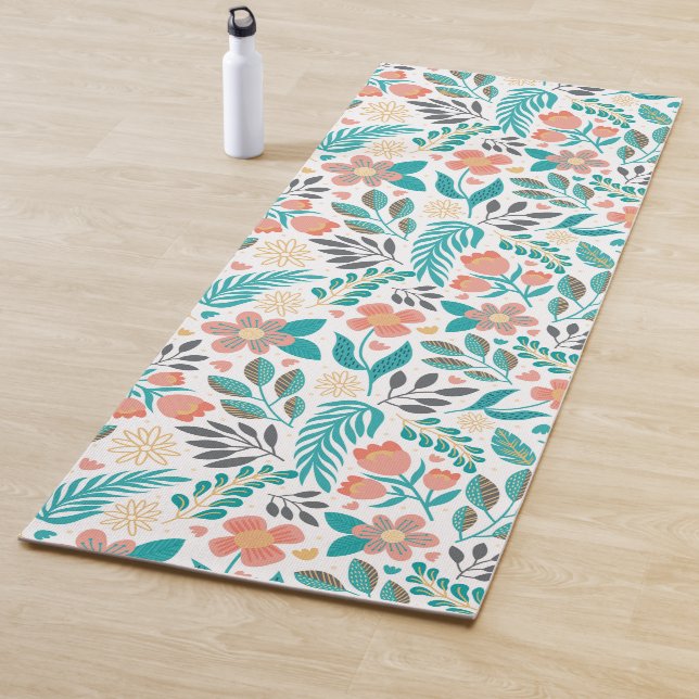 Farbenfrohe Frühlingsblumenmuster Yogamatte (Beispiel)