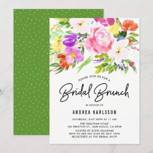 Farbenfrohe Frühlingsblüten Bridal Brunch Einladung