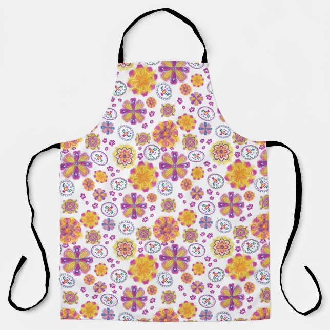 Farbenfrohe Frühlingsblütenvielfalt - Print-Schürz Schürze (Vorderseite)