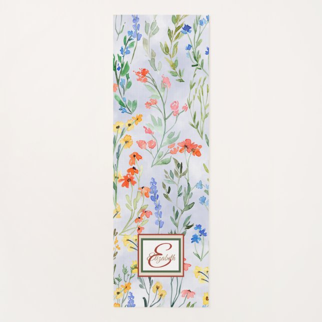 Farbenfrohe Frühlingsmesse Wildblume Wiese Yogamatte (Vorderseite)