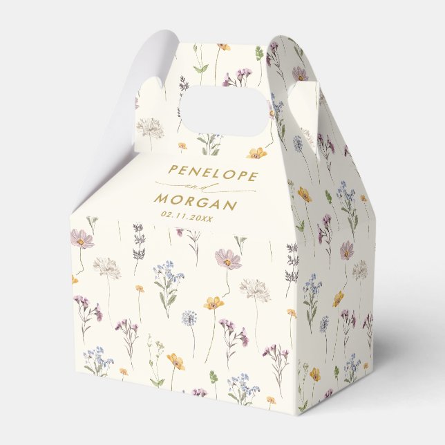 Farbenfrohe Frühlingsstimmung Wildblume Meadow Gol Geschenkschachtel (Rückseite)
