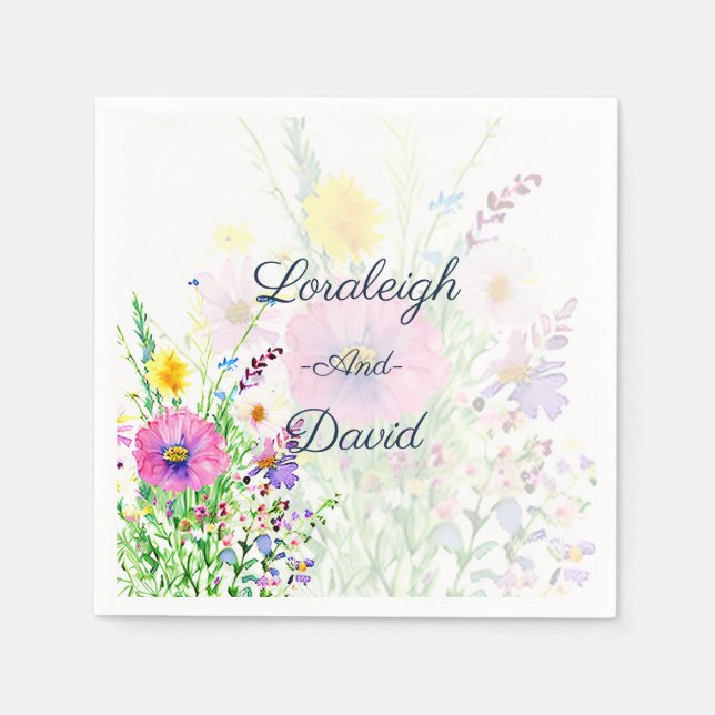 Farbenfrohe Frühlingsszenarien - Wildblumen Serviette (Vorderseite)
