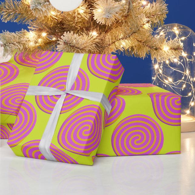 Farbenfrohe Fuchsia Orange Candy Spirale Weihnacht Geschenkpapier (Feiertage)
