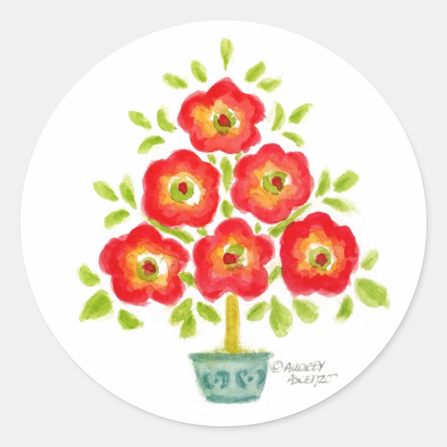 Farbenfrohe Fun Blume Weihnachtsbaum Stickers (Vorderseite)