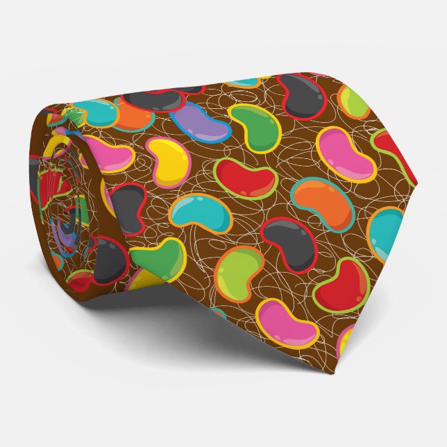 Farbenfrohe Fun Candy Groovy Retro Jellybeans Pop  Krawatte (Gerollt)
