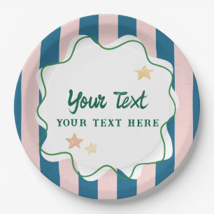 Farbenfrohe Fun Green Stripes Star Party - Zubehör Pappteller