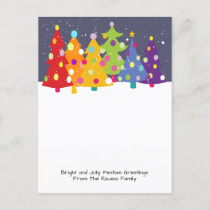 Farbenfrohe Fun Rainbow Weihnachtsbaumen Feiertagspostkarte